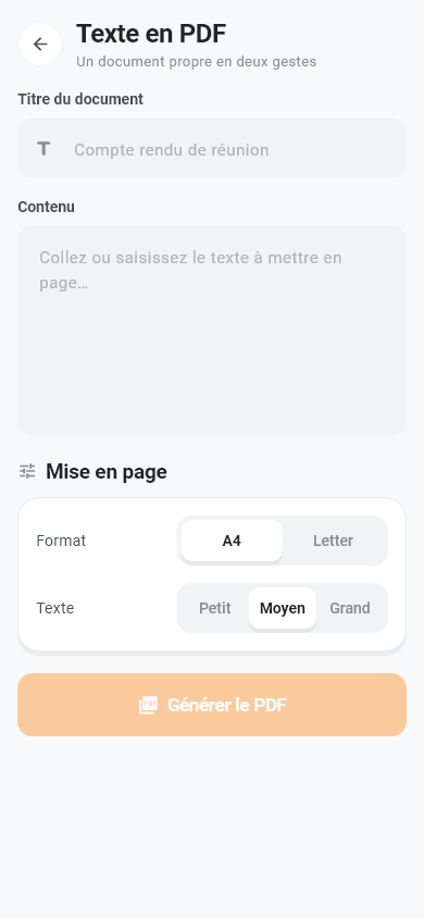 Texte en PDF
